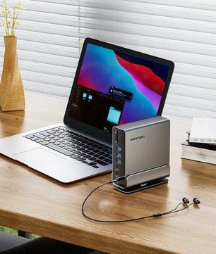 USB-C Docking Station 16-in-1 – Dual 4K HDMI en DisplayPort Hub met USB 3.0 en Stand