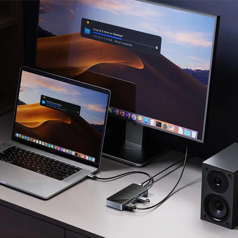 8-in-1 USB 3.2 Docking Station met M.2 SSD Behuizing – HDMI, RJ45, SD/TF, 10Gbps Multifunctionele Hub