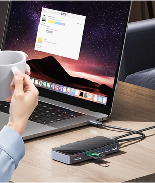 8-in-1 USB 3.2 Docking Station met M.2 SSD Behuizing – HDMI, RJ45, SD/TF, 10Gbps Multifunctionele Hub