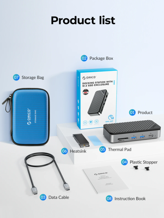 10-in-1 USB-C Docking Station met Koelventilator en M.2 NVMe/SATA SSD Behuizing, 4K HDMI en RJ45