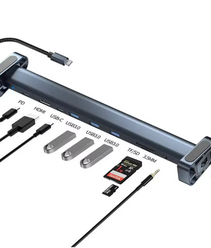 10-in-1 USB-C Docking Station met Laptopstandaard, 4K HDMI, Ethernet en PD 100W
