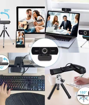 1080P 60fps Webcam met Dubbele Microfoon en Statief, Groothoek USB Camera voor Streaming en Videobellen
