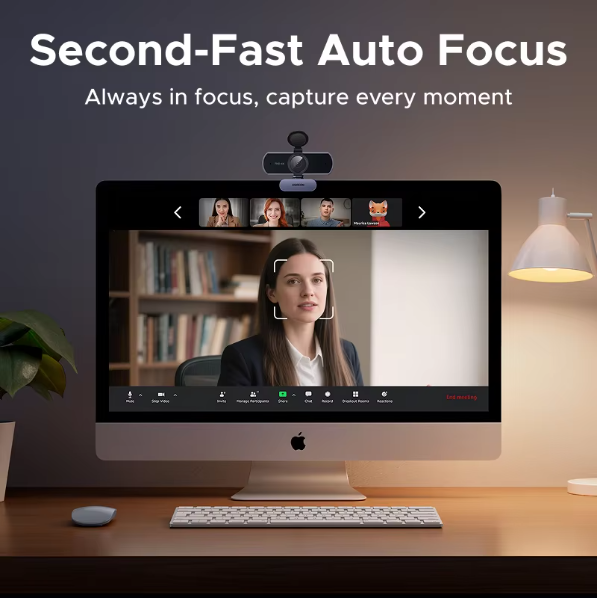 4K 8MP Webcam met Autofocus en Dual AI Microfoon – USB Camera voor Streaming en Videobellen