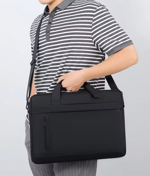 Business Laptop Tote Bag met Schouderband en Ritssluiting – PU Lederen Aktetas voor Werk en Studie