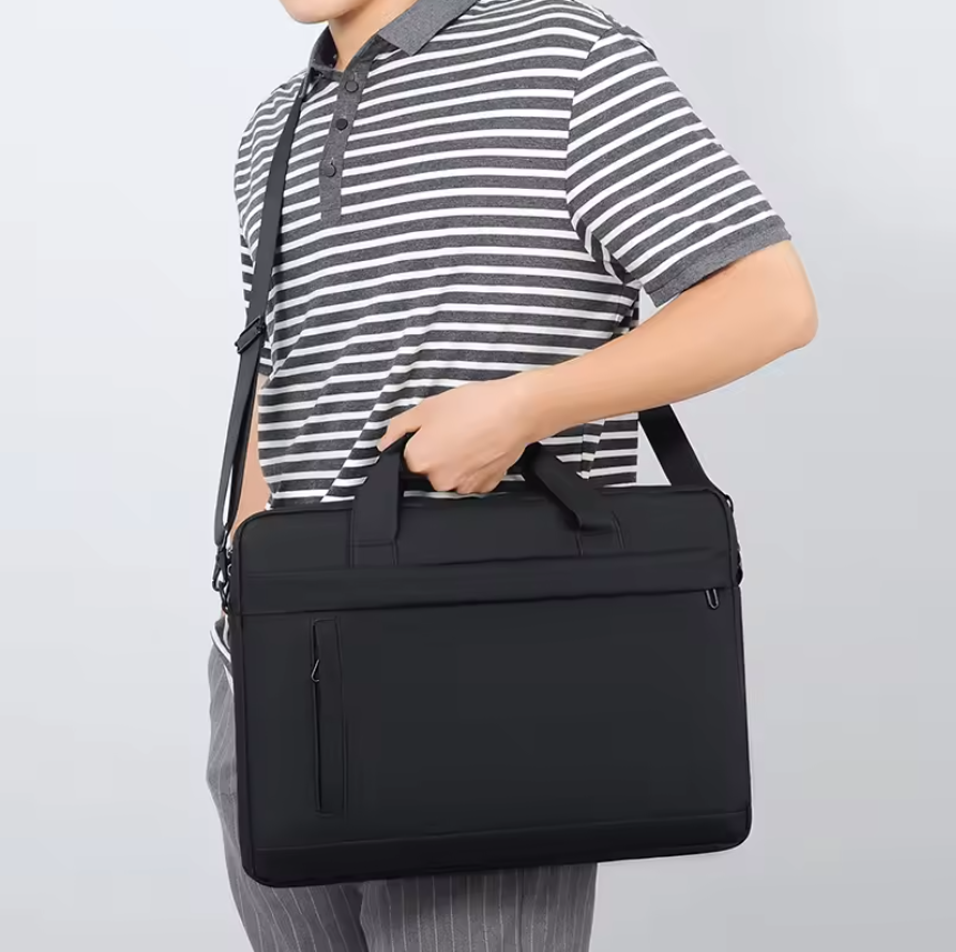 Business Laptop Tote Bag met Schouderband en Ritssluiting – PU Lederen Aktetas voor Werk en Studie