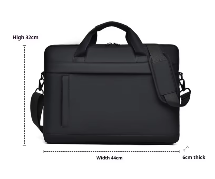 Business Laptop Tote Bag met Schouderband en Ritssluiting – PU Lederen Aktetas voor Werk en Studie
