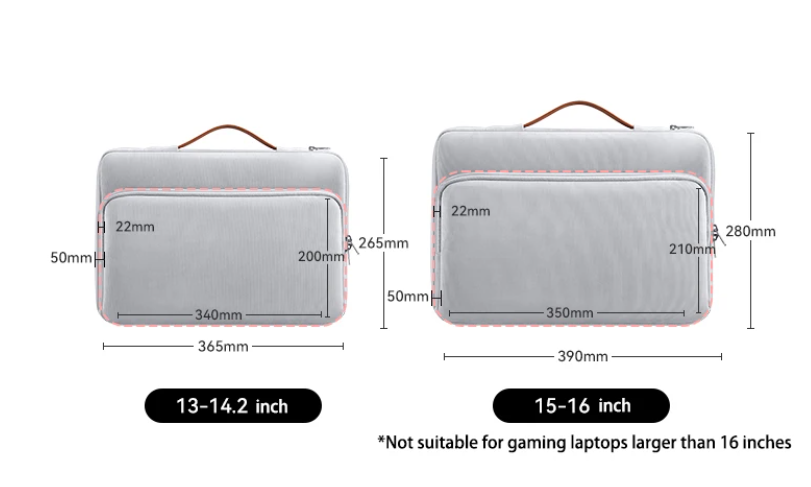 Shockproof Crossbody Laptop Tas 13–16 inch met Schouderband en Handvat – Waterafstotende Sleeve