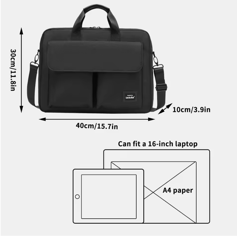 Slim Laptop Aktetas 15,7 inch met Schouderband en Handvat – Gevoerde Business Laptoptas