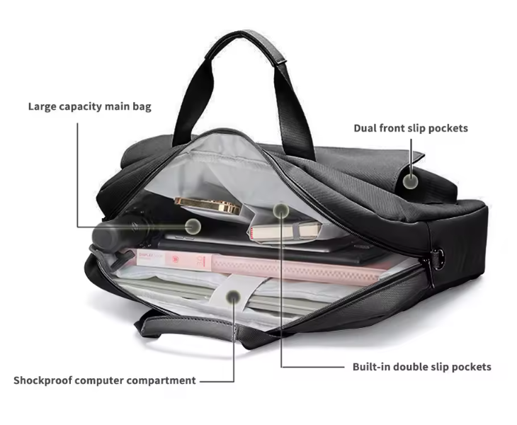 Slim Laptop Aktetas 15,7 inch met Schouderband en Handvat – Gevoerde Business Laptoptas