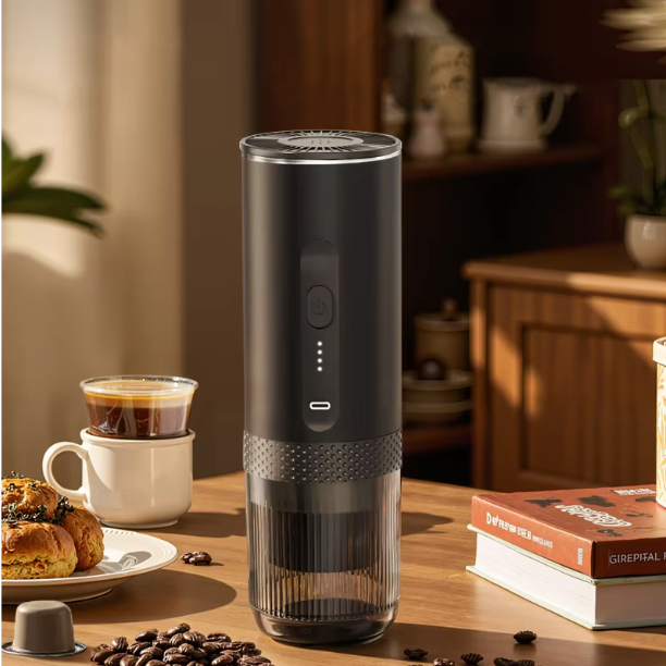 Draadloze 2-in-1 Draagbare Espresso Machine voor Auto, Thuis en Camping – Capsule en Gemalen Koffie