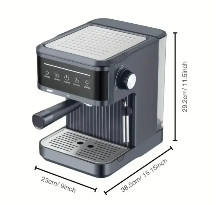 Halfautomatische Espresso Machine 20 Bar met Melksysteem en Stoomfunctie – Cappuccino en Latte Maker