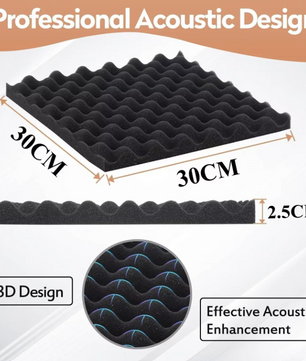 Set van 12 Zelfklevende Akoestische Wandpanelen – Geluidsabsorberend Polyurethaanschuim