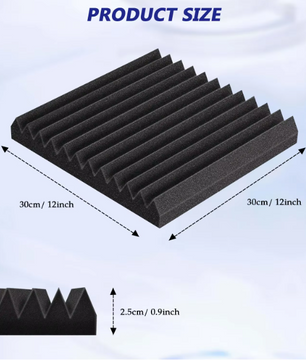 Set van 50 Akoestische Schuimpanelen 30 × 30 × 2,5 cm – Geluidsabsorberende Studio Wedge Tegels