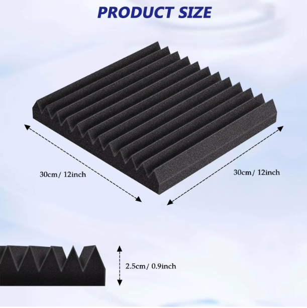 Set van 50 Akoestische Schuimpanelen 30 × 30 × 2,5 cm – Geluidsabsorberende Studio Wedge Tegels