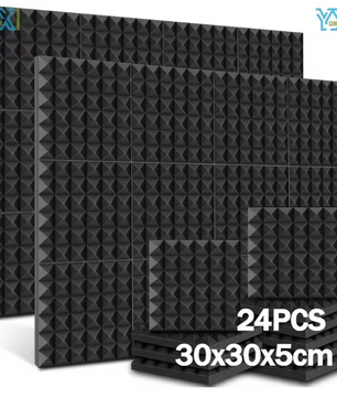 Set van 24 Piramide Akoestische Schuimpanelen 30 × 30 × 5 cm – Geluidsabsorberend Studio Foam
