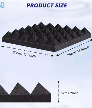 Set van 24 Piramide Akoestische Schuimpanelen 30 × 30 × 5 cm – Geluidsabsorberend Studio Foam