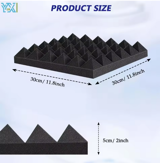 Set van 24 Piramide Akoestische Schuimpanelen 30 × 30 × 5 cm – Geluidsabsorberend Studio Foam