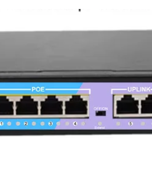 4-Poort PoE Switch 100Mbps met 2 Uplink – 48V Ethernet Netwerkswitch met Extend Mode 250m