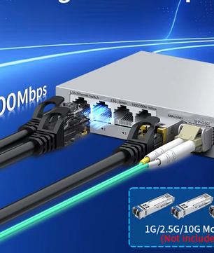 2.5G Netwerkswitch met 4× 2.5G RJ45 en 2× 10G SFP+ – Fanless Unmanaged Plug en Play