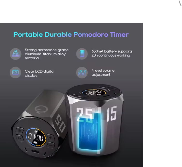 Hexagon Pomodoro Timer – Magnetische Visual Focus Timer met Count Up en Countdown