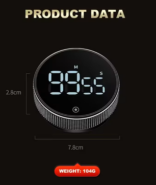 Magnetische Keukentimer met Draaiknop – Digitale Countdown en Stopwatch