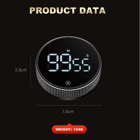 Magnetische Keukentimer met Draaiknop – Digitale Countdown en Stopwatch