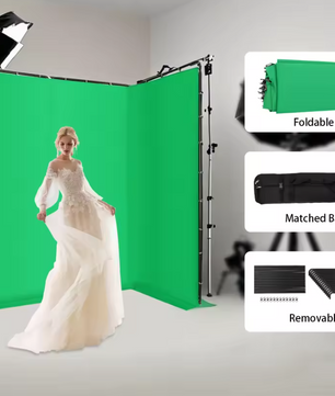 Draagbaar Groot Green Screen 400 × 238 cm – Chromakey Achtergrond met Standaard