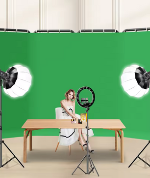 Achtergrond Standaard 240 × 400 cm met Green Screen en Clips – Fotografie en Video Set
