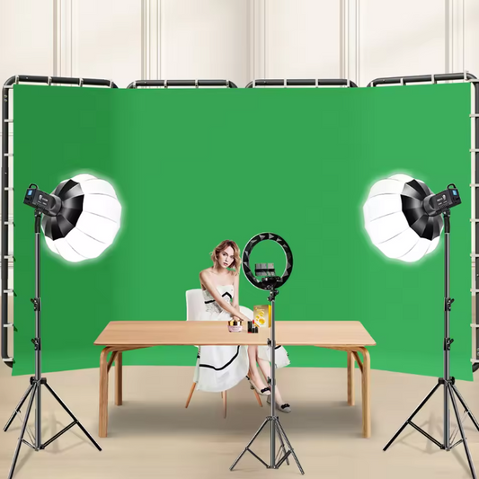 Achtergrond Standaard 240 × 400 cm met Green Screen en Clips – Fotografie en Video Set