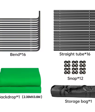 Achtergrond Standaard 240 × 400 cm met Green Screen en Clips – Fotografie en Video Set