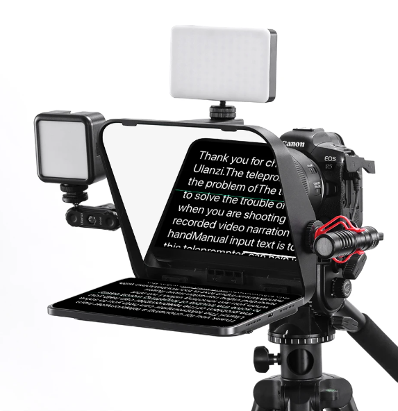 Universele Teleprompter voor DSLR, Smartphone en Tablet – Inclusief Adapterringen