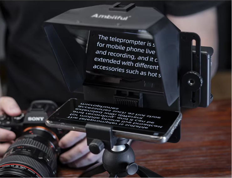 Mini Teleprompter voor Smartphone en DSLR – Met Afstandsbediening