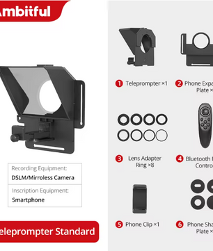 Mini Teleprompter voor Smartphone en DSLR – Met Afstandsbediening
