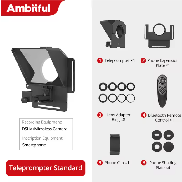 Mini Teleprompter voor Smartphone en DSLR – Met Afstandsbediening