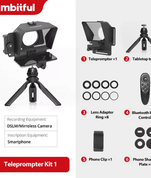 Mini Teleprompter voor Smartphone en DSLR – Met Afstandsbediening
