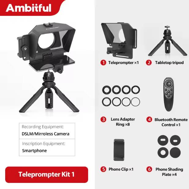 Mini Teleprompter voor Smartphone en DSLR – Met Afstandsbediening