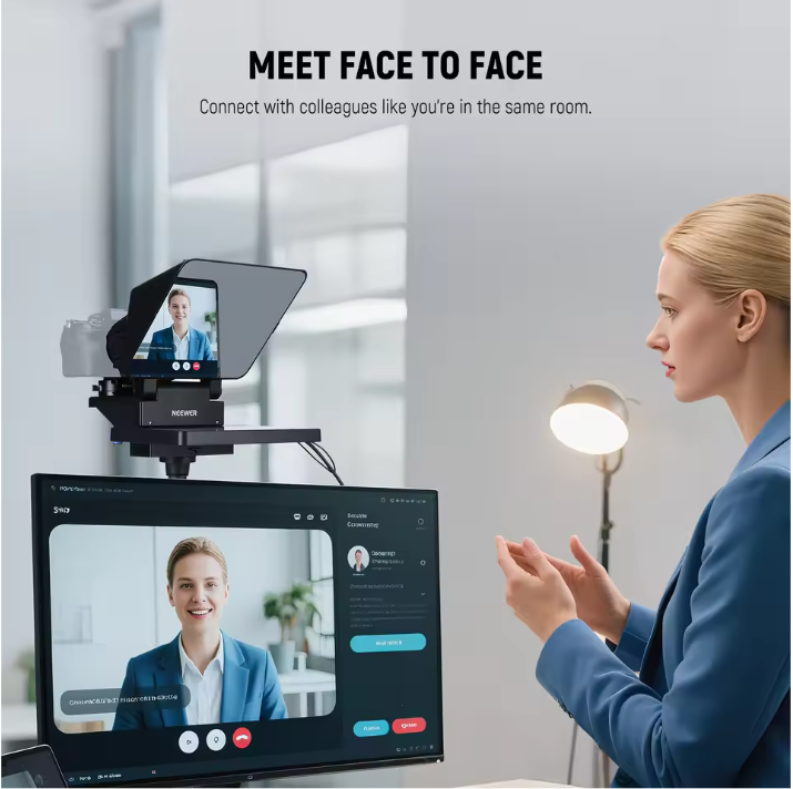 2-in-1 Teleprompter 11" met Ingebouwde Monitor – Screen Mirroring en Universele Montage