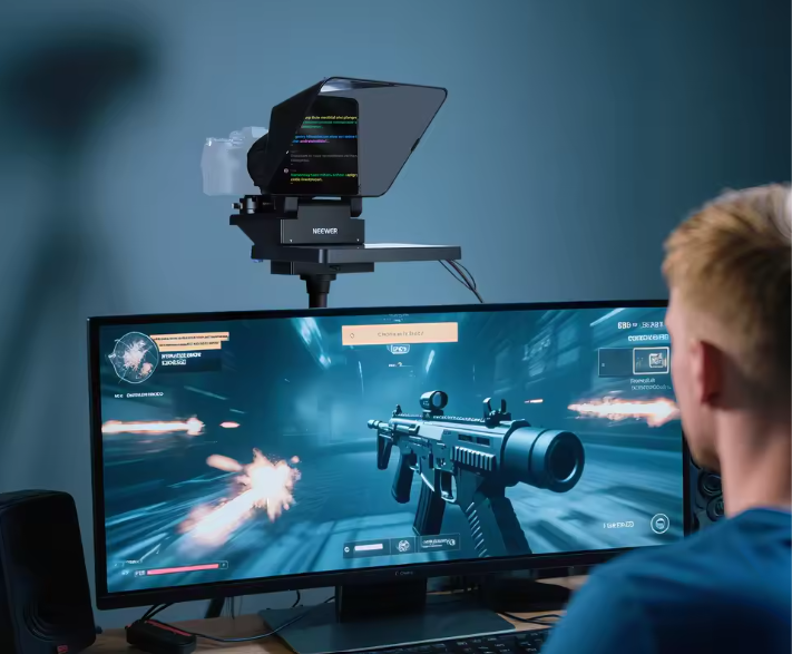 2-in-1 Teleprompter 11" met Ingebouwde Monitor – Screen Mirroring en Universele Montage