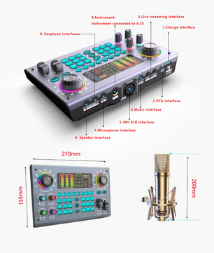 Professionele Podcast Set met 48V XLR Microfoon en Live Soundcard