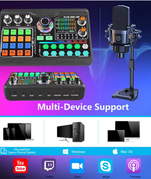 Professionele Podcast Microfoon Set met Soundcard – Voor PC en Smartphone