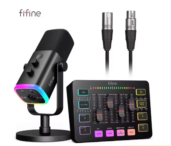 Gaming Audio Set met XLR Microfoon, Mixer en Headset – 48V Phantom Power