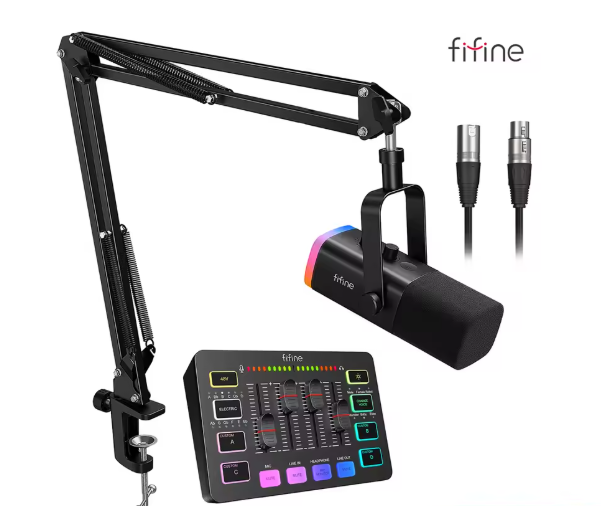 Gaming Audio Set met XLR Microfoon, Mixer en Headset – 48V Phantom Power