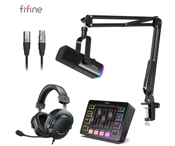 Gaming Audio Set met XLR Microfoon, Mixer en Headset – 48V Phantom Power