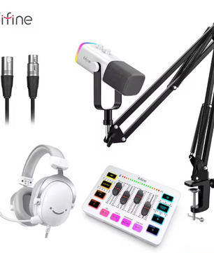 Gaming Audio Set met XLR Microfoon, Mixer en Headset – 48V Phantom Power