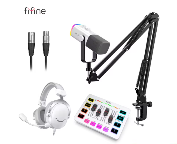 Gaming Audio Set met XLR Microfoon, Mixer en Headset – 48V Phantom Power