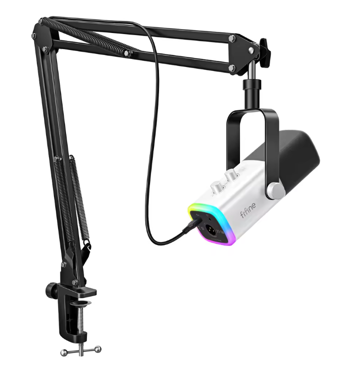 XLR/USB Gaming Microfoon Kit met Arm en RGB – Dynamische Mic Set