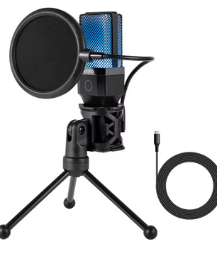 Professionele USB Condensator Microfoon Kit voor Gaming, Streaming en Podcast – Omnidirectionele Studio Microfoon voor PC en Laptop