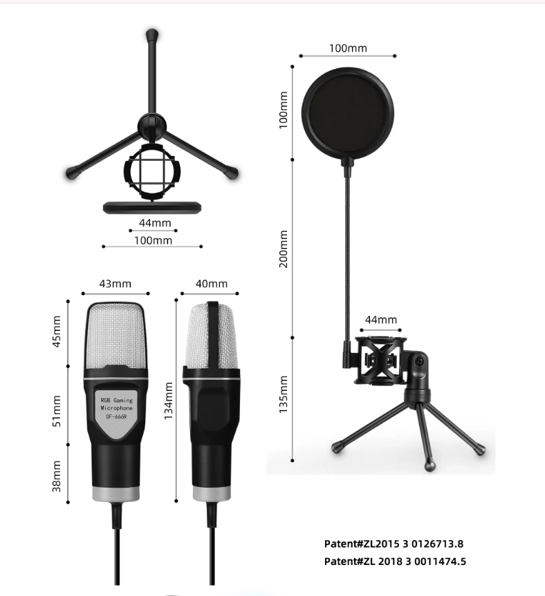 USB Condensator Gaming Microfoon Set voor PC en Laptop