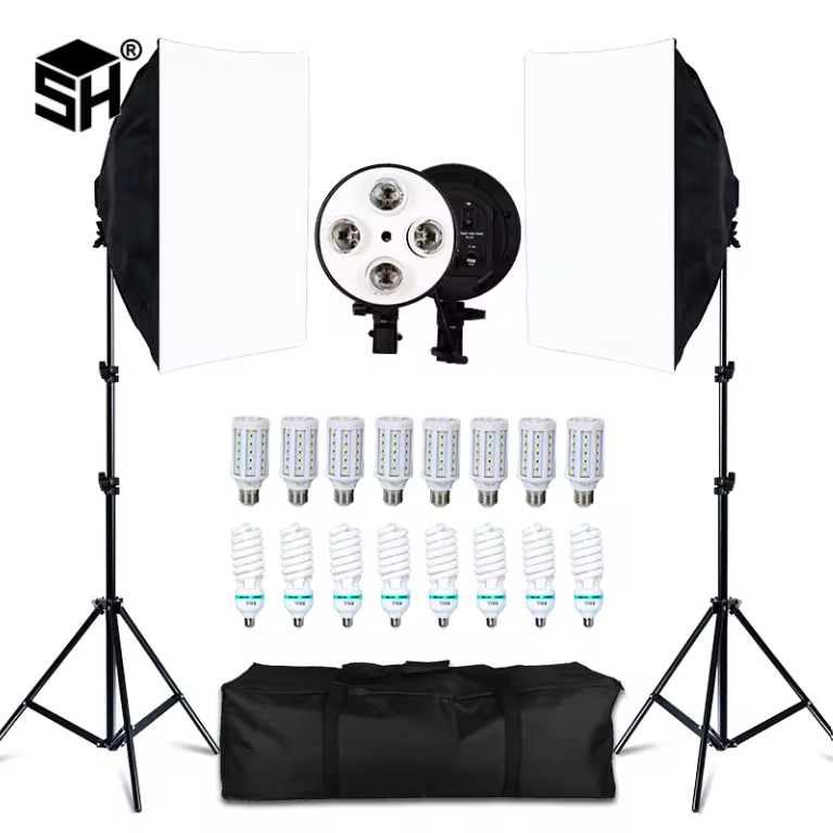 50 × 70 cm Softbox Set met 8 LED Lampen – Studio Verlichting Kit