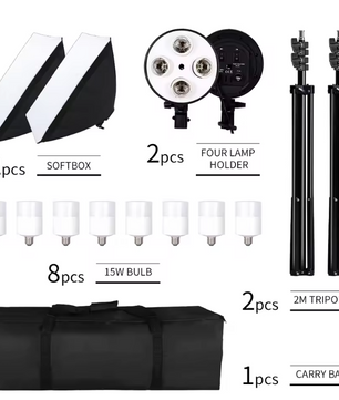 50 × 70 cm Softbox Set met 8 LED Lampen – Studio Verlichting Kit
